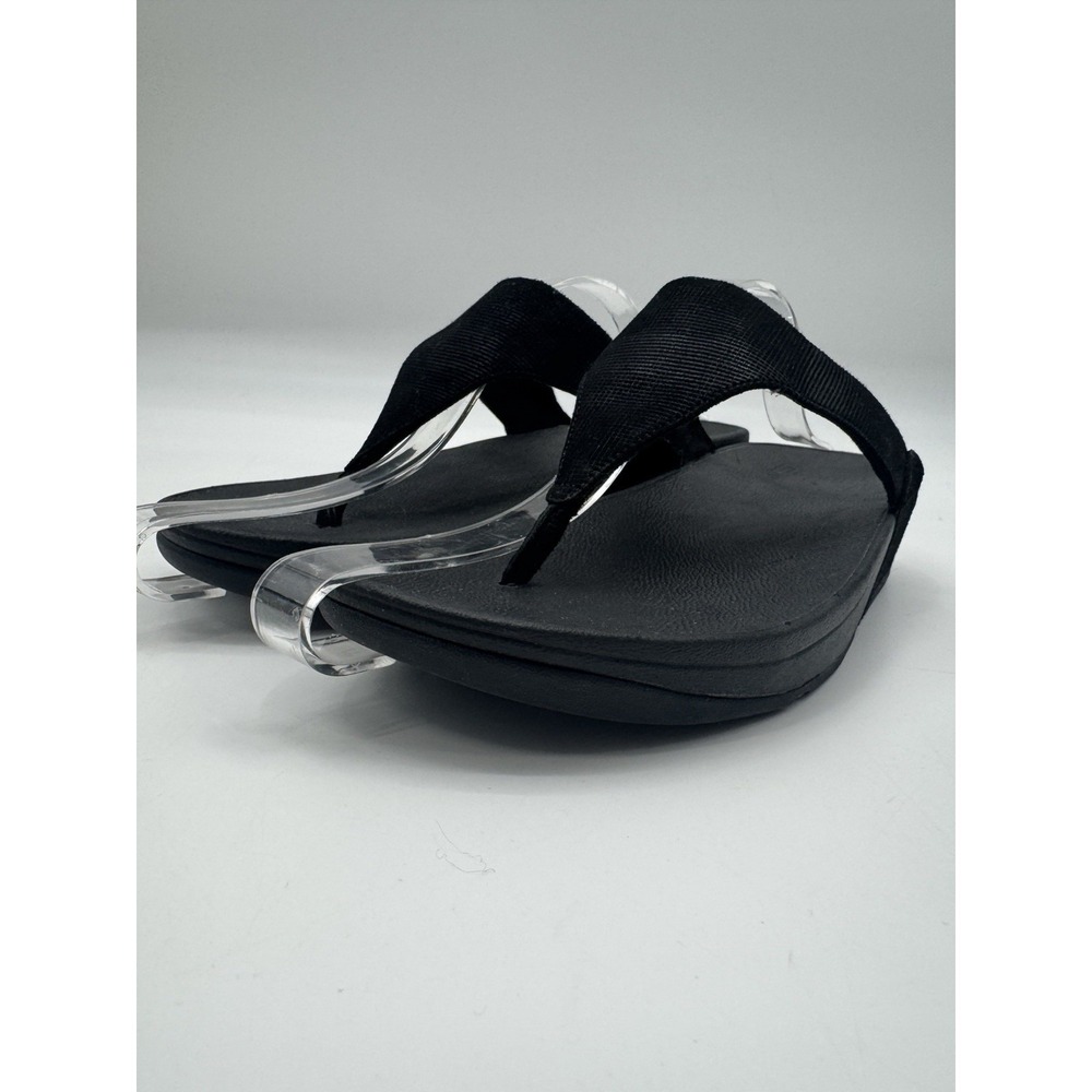 Fit Flop Black 9 Sandal Lulu Shimmerlux Wedge Thong Ortho Ergonomic Arch Support